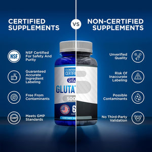 We like Vitamins NSF Certified Glutathione Supplement 500Mg - 60 Capsules of Reduced L-Glutathione for Antioxidant & Immune Support - Manufactured in USA