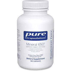 Pure Encapsulations Mineral 650 without Copper & Iron | Hypoallergenic Combination of Balanced Chelated|Minerals | 180 Capsules