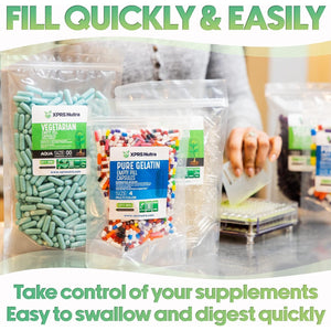 XPRS Nutra Size 4 Empty Capsules - 100 Count Small Clear Empty Gelatin Capsules - Pills DIY Capsule Filling - Fillable Pure Bovine Pill Gel Caps for Do-It-Yourself Supplements
