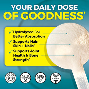 Viva Naturals Collagen Peptides Powder - Grass-Fed Hydrolyzed Bovine, Type I & III - 19 G Protein, Unflavored, Easy Dissolving - Joint, Skin, Hair & Nail Support - Paleo, Keto, Non-Gmo - 1Lb