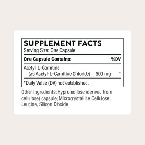 THORNE - Acetyl-L-Carnitine - 500 Mg - Supports Brain Function, Mood & Healthy Nerve Sensations in the Hands & Feet* - Third-Party Certified - Gluten, Dairy & Soy-Free - 60 Capsules