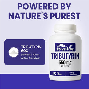 Tributyrin Supplement 550Mg, Advanced Butyrate Form for Gut Health, 60% Standardized, More Effective Delivery than Sodium Butyrate, 90 Capsules, Non-Gmo & Gluten Free Postbiotic Supplement