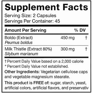 Limpiador Hígado Y Vesícula, Liver Support with Boldo Extract and Milk Thistle Extract, 90 Vegetarian Capsules