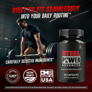 Steel Power - Steel Power Pills All Natural Maximum Strength, Daily Steelpower Capsules Premium Advanced Support Formula for Overall Health & General Wellness, 60 Capsules for 1 Month