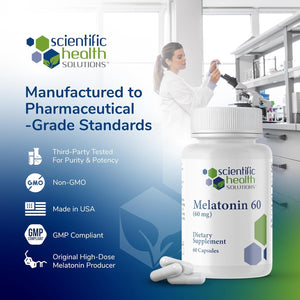 Melatonin 60Mg | High Dosage Melatonin in Easy-To-Swallow Capsules | Vegan, Non-Gmo & Gluten-Free | Us-Made Extra Strength (Single)