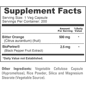 Nusapure Bitter Orange - Suitable for Vegetarian/Vegan, Non - GMO - 500Mg 200 Capsules