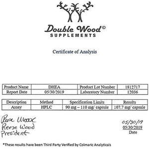 DHEA 100Mg | 180 Capsules | Max Strength 6 Month Supply | Third Party Tested | Hormone Balance & Healthy Aging by Double Wood