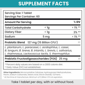 Balance ONE Time Release Probiotic – 15 Billion CFU – 12 Strains Including L. Plantarum – 15X More Survival than Capsules – Bloating & Gas Relief – Gut & Digestive Health for Women & Men – 60 Tablets
