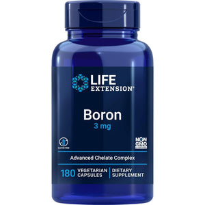 Life Extension Boron 3Mg 180 Veg Caps - Triple Boron Complex with Boron Citrate, Glycinate, Aspartate - 3 Mg Capsules - Enhanced with Vitamin B2