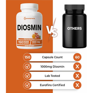 Pure Diosmin 1000Mg Complex Formula, 150 Capsules, Citrus Bioflavonoids Rich Fruit Extract, 100% Vegetarian, Non-Gmo & Gluten Free Diosmin Supplement