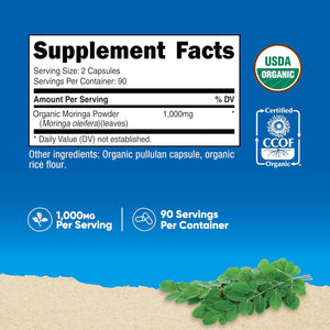 Nutricost Moringa Capsules 500Mg, 180 Capsules (90 Servings) - Vegetarian Capsules, Non-Gmo, Gluten Free