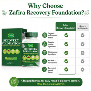 Zafira Recovery Foundation Capsules – Clear Mental Fog, Reduce Hair Loss & Boost Digestion | Clinically Tested, All-Natural Ingredients,Non-Gmo, 60 Capsules