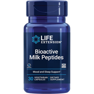 Life Extension Bioactive Milk Peptides, Healthy Mood Support, Sleep Supplement, Relaxation, Milk Peptides, Casein Decapeptide, Hormone-Free, Gluten-Free, Non-Gmo, Vegetarian, 30 Capsules