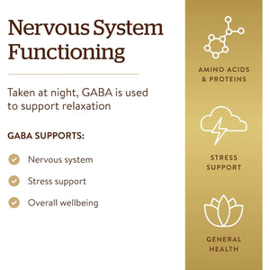 Solgar GABA 500 Mg, 100 Vegetable Capsules - Relaxation & Nervous System Support - Amino Acid - Non-Gmo, Vegan, Gluten Free, Dairy Free, Kosher - 100 Servings