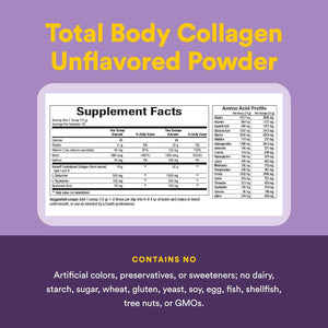 Natural Factors Total Body Collagen - Bioactive Collagen Supplement for Hair & Nail Growth Support - Healthy Skin Supplement with Protein, Vitamin C & More - Unflavored, 500 G (38 Servings)