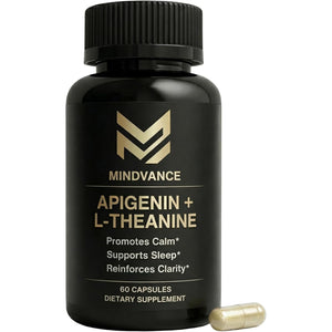 Apigenin 100Mg with L-Theanine 200Mg Supplement Capsules for Sleep Support, Relaxation, Clarity & Calm | Melatonin Free | 60 Vegan Capsules