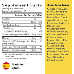 Bach RESCUE plus Sleep & Stress Support Gummies, Nighttime Dietary Supplement with 1Mg Melatonin, Ashwagandha, Chamomile, Lavender & Vitamin B6, Natural Blueberry Flavor, Vegan & Gluten-Free, 60 Count