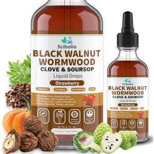 Wormwood Black Walnut Clove Cleanse for Human Drops, 19-In-1 Triple-Action Gut Detox & Digestive Wellness Organic Wormwood Tincture W. Soursop Pumpkin Garlic Oil of Oregano, Vegan