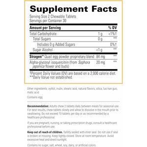 Integrative Therapeutics Allqlear - Seasonal Supplement for Immune Support *- Quail Egg Powder Blend - Dairy-Free - Berry Flavored, 60 Chewable Tablets (30 Servings)