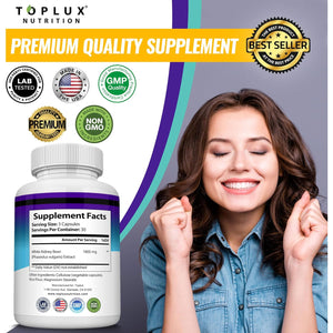 Toplux Keto Blocker Pills White Kidney Bean Extract - 1800 Mg Natural Ketosis, Support Keto Diet, for Men Women, 90 Capsules, Supplement