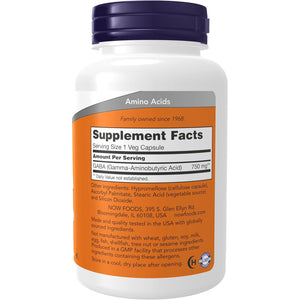 NOW Foods Supplements, GABA (Gamma-Aminobutyric Acid) 750Mg, Neurotransmitter Support*, 100 Veg Capsules