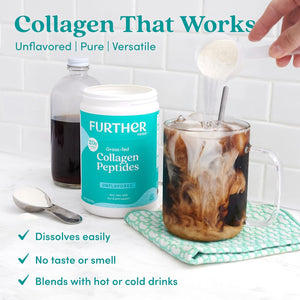 Further Food Unflavored Collagen Peptides Powder - 100% Grass-Fed, Hydrolyzed Type 1 & 3, 20G of Collagen per Serving, Supports Skin, Hair, Nails & Joints, 9.88 Oz