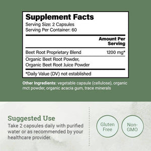 Earth Harmony Naturals Organic Beet Root Capsules 1200 Mg - Beet Root Powder & Juice Blend Supplement for Men and Women - 120 Capsules