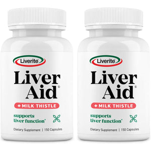 LIVERITE Liver Aid 2-Pack 150 Capsules (Total 300Ct), Supports Healthy Liver Function, Cleansing, Energy and Daily Wellness