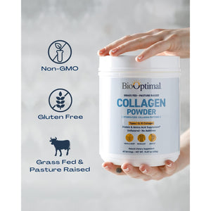 Biooptimal Collagen Peptides Powder - Grass-Fed, Pasture-Raised Hydrolyzed Protein Supplement for Skin, Hair, & Nails - Non-Gmo, Zero Sugar Daily Supplement for Men & Women (45 Servings)
