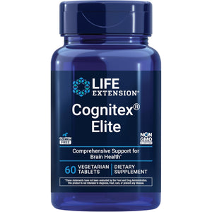 Life Extension Cognitex® Elite, Sage, Blueberry, Ashwagandha, Phosphatidylserine, Vinpocetine, Attention, Focus, Mood & Memory, Gluten-Free, Non-Gmo, Vegetarian, 60 Tablets