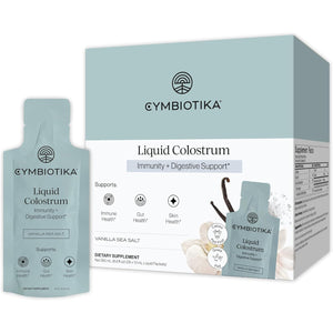 CYMBIOTIKA Liquid Colostrum, 1.5G Full Spectrum Colostrum, Grass-Fed Bovine Colostrum for Gut Health, Immune Support, Skin & Recovery, Sea Salt Vanilla Flavor, 26 Daily Packets (Single Pack)