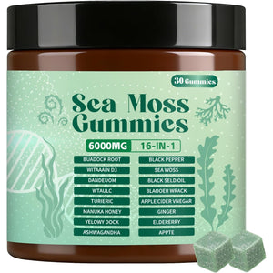 Sea Moss Gummies,16-In-1,Bladder Wrack Turmeric Vitamin C & D3 with Manuka Burdock,30 Gummies