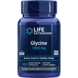 Life Extension Glycine, 1000 Mg, Amino Acid That Promotes Healthy Sleep, Gluten-Free, Non-Gmo, Vegetarian, 100 Capsules