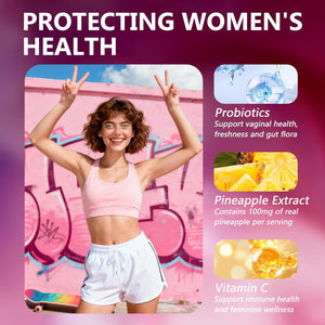 Feminine Balance Gummies, Premium Feminine Balance Gummies, Vegan Hawaiian Pineapple, Vaginal Health Support, Gluten-Free, 60 Gummies (1)