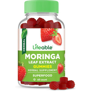 Lifeable Moringa Gummies for Adults | 400 Mg Moringa Extract | Great Tasting Moringa Supplement | Antioxidant Superfood for Men Women | 60 Gummies