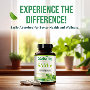 Sam-E 400Mg Capsules - Easy Absorption SAM E Supplement 400Mg from S-Adenosyl-Methionine for Brain Liver and Mood Support - Non-Gmo Gluten Free & Made in Cgmp Facility (90 Servings)