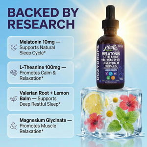 Clean Nutra Melatonin 10Mg Drops Magnesium Vitamin B6 L-Theanine Valerian Hibiscus Lemon Balm Supplement Liquid Sugar-Free Vegan Non-Gmo Natural Sleep Support Aid Lemon Tea Flavor 120Ml Formula