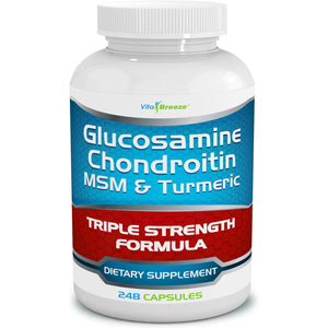 Vitabreeze Glucosamine Chondroitin, MSM & Turmeric Dietary Supplement - 248 Capsules