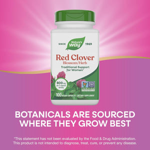 Nature'S Way Red Clover Blossom Herb, Traditional Health Support for Women*, 800 Mg per 2-Capsule Serving, Non-Gmo Project Verified, Red Clover Supplement, 100 Vegan Capsules (Packaging May Vary)