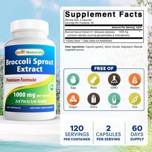 Best Naturals Broccoli Sprouts Extract, 1000 Mg, 120 Count