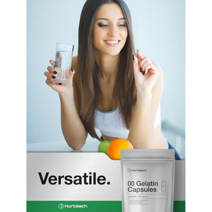 Empty Capsules Size 00 | 1000 Clear Gelatin Capsules | Resealable Bag | Non-Gmo, Gluten Free | by Horbaach