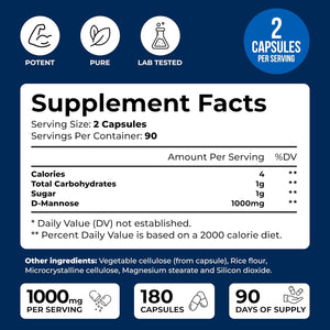 We like Vitamins D-Mannose 1000Mg Capsules - 180 Easy to Swallow Veggie Capsules - Cranberry D Mannose Supplement Helps Support Bladder and Urinary Tract Health