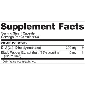 Nugenix Essentials DIM Supplement 305 Mg Diindolylmethane & Bioperine for Hormone Balance, 90 Capsules