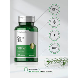 Horbäach Corn Silk Capsules | 200 Count | Non-Gmo, Gluten Free Extract Supplement