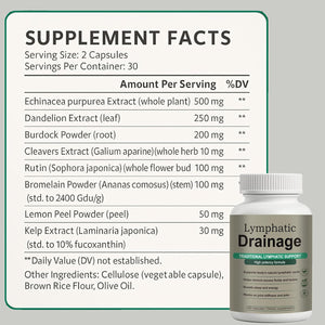 Lymphatic Drainage Capsules – Natural Herbal Blend with Dandelion, Burdock, Kelp & Echinacea – Supports Circulation & Fluid Balance