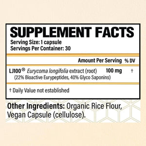 CHOQ Tongkat Ali Extract 100Mg - Testosterone Booster for Men - LJ100 Longjack Clinically Proven - Malaysian Eurycoma Longifolia with 40% Glycosaponins - 30 Capsules