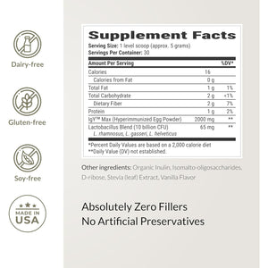 Microbiome Breakthrough™ Gut Support Powder – Vegetarian Vanilla – with Probiotics, Prebiotics, and Igy Max® – Source of L-Glutamine – Supports Digestive Comfort, Gas & Bloating Relief 30 Servings*