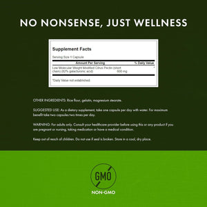 Swanson Pectipure Modified Citrus Pectin Cellular and Digestive Health Supplement for Wellness-Conscious Adults - 82% Galacturonic Acid (60 Capsules, 600 Mg Each)
