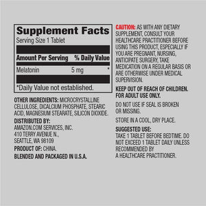 Amazon Elements - Melatonin 5Mg Capsules, Helps with Occasional Sleeplessness, Vegan, Unflavored, 195 Count (Pack of 1), 6 Month Supply (Packaging May Vary)