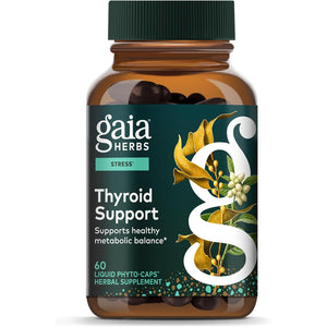 Gaia Herbs Thyroid Support - Made with Ashwagandha, Kelp, Brown Seaweed & Schisandra to Support Healthy Metabolic Balance & Overall Well-Being* - 60 Vegan Liquid Phyto-Caps (30 Servings)